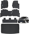 Floor Mats & Trunk mat for 2018-2024 Ford Expedition MAX (Only Fit 8 Seats) (2 Row Bench Seat),TPE All Weather Protection 3 Rows Car Floor Liners with Cargo Liners Accessories by SANBAN-AXE