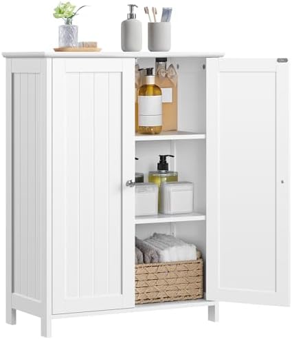 Yaheetech Small Bathroom Storage Cabinet for Towels with 2 Doors, White by Yaheetech