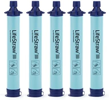 LifeStraw Personal Water Filter for Hiking, Camping, Travel, and Emergency Preparedness, 5 Pack, Blue by Unknown