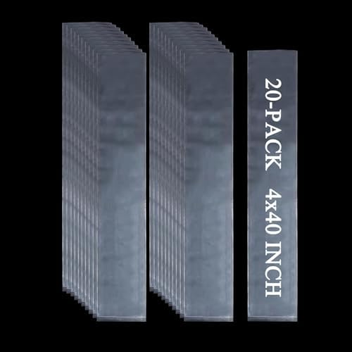 20PCS 4" x 40" Extra Long Clear Plastic Sleeves for Posters and Banners by Leyhooney