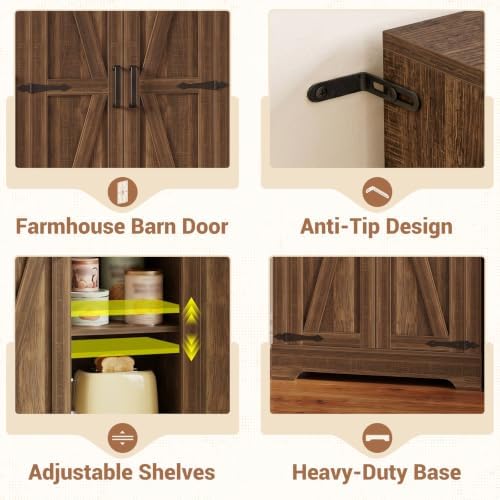 Unikito Kitchen Pantry Cabinet with Adjustable Shelves, Weathered Brown - Image 5