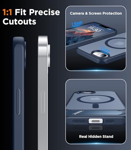 Temdan Magnetic Compatible with iPhone 17e Case & iPhone 16e Case,[Built-in Invisible Kickstand][Compatible with MagSafe][Military Grade Shockproof] Slim Translucent Matte Case for iPhone 16e/17e 6.1" - Image 6