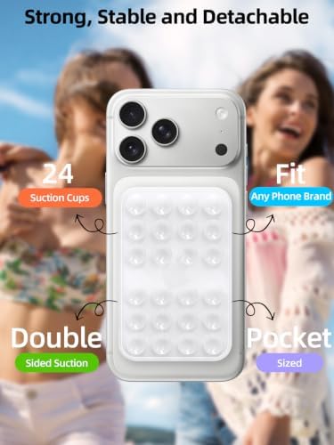 Double Sided Silicone Suction Cup Phone Case Mount for Selfie & Video,Clear - Image 2