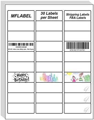 MFLABEL Address Label, 1" x2-5/8 Mailing Sticker, 30-UP White Shipping Labels for Inkjet or Laser Printer, 150000 Sticker Labels (5000 Sheets), 30 Label per Sheet by MFLABEL