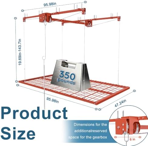 Orange 4x8 FT Overhead Garage Storage Rack for High Ceilings 10-12 FT - Image 7