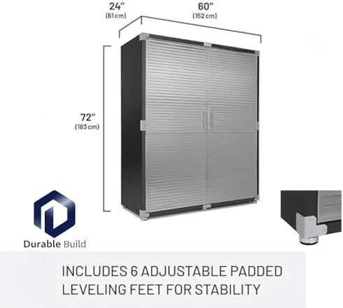 Heavy Duty Steel Storage Cabinet with Double Doors, Adjustable Shelves, Door Secured Lock, Large Capacity Organizer for Garages,Offices and Warehouses (Graphite, 60" W x 24" D x 72" H) - Image 2