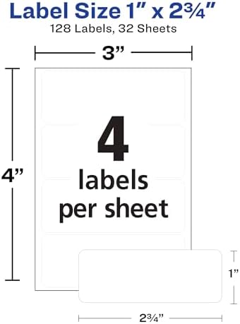 Avery Multi-Use Removable Labels, 1" x 2.75", White, Non-Printable, 128 Blank Labels Per Pack, 4,608 Total (36 Packs of 6113) - Image 4