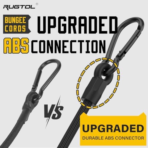 Bungee Cords with Hooks, Upgrade 48 inch Long Heavy Duty Outdoor Bungee Cords with Carabiner Hooks for Camping, 1/3 Inch Black Bungee Rope Elastic Cords with Clips for Tarps Truck Bed Bike Rack - Image 6