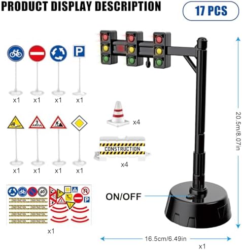 Traffic Light Toy with LED and Sound, Traffic Lights Set for Kids 3-7 - Image 5