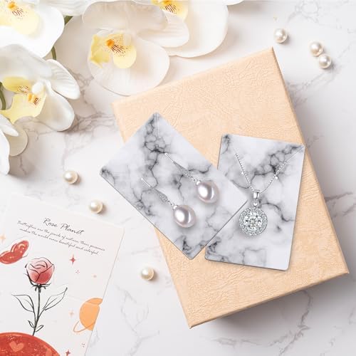 Earring Cards, Set Jewelry Making Supplies with 100 Pcs Earring Holder Cards 200 Pcs Earring Backs and 100 Jewelry Packaging for Earrings Necklace Jewelry Display, Bags 3.5x2.4 Inches (Marble White) - Image 5