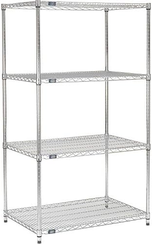 Nexel 18" x 48" x 63", 4 Tier Adjustable Wire Shelving Unit, NSF Listed Commercial Storage Rack, Chrome Finish, leveling feet by Nexel