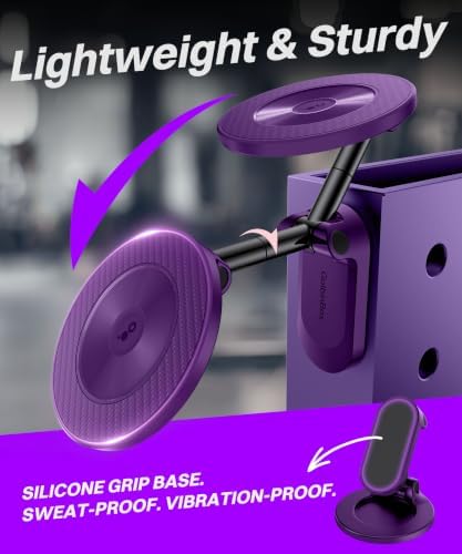 GolbinBox Magnetic Phone Holder for Gym,Adjustable Tripod Mount Ring Purple - Image 6
