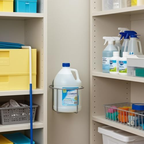 GREY - Round One Gallon Jug Wall Mount Rack – Heavy-Duty Steel Holder for Hand Sanitizer, Hand Soap, or Liquid Detergent – Space-Saving Commercial Bottle Storage Organizer - Image 3