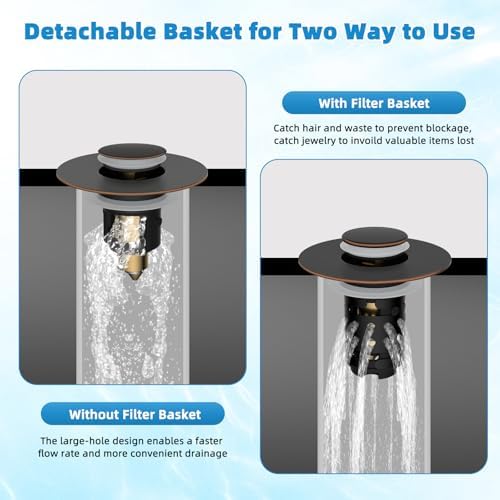 2PCS Universal Bathroom Sink Drain Strainer Hair Catcher, Oil Rubbed Bronze - Image 5