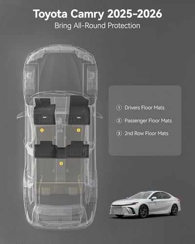3W Floor Mats for 2025-2026 Toyota Camry, Custom Fit TPE All Weather - Image 2
