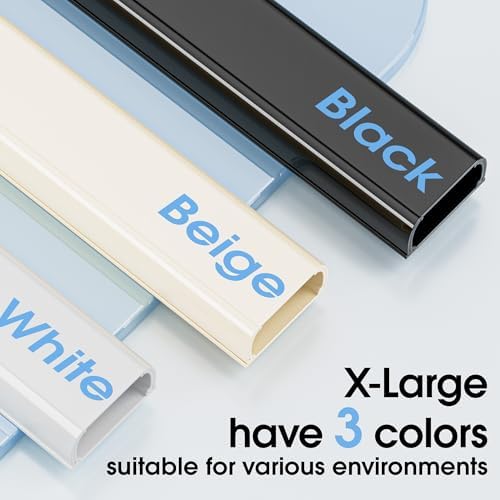 Large Cord Hider - 47in Wire Hiders for TV on Wall, Paintable Cable Hider, X-Large Cable Management Kit, Cord Hiding for Wall, W1.6in H0.8in, Black - Image 4