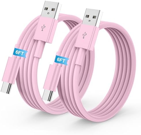 LDHTY CarPlay Charging Cable, USB A to USB C Cable, 2-Pack 6FT, Pink by LDHTY
