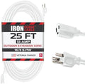 Iron Forge Cable 16 Gauge Heavy Duty White Extension Cord, 25 Ft - SJTW by IronForgeCable