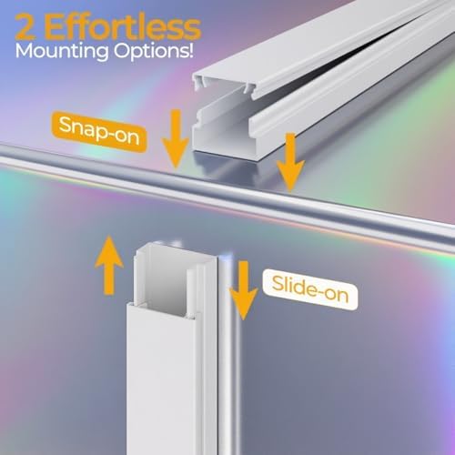 113.4in Cord Hider Kit, Cord Covers for 2-4 Wires on Wall, Self-Adhesive Cable Hider Wire Covers for Cords on Wall, Paintable Cord Hider for Walls Mount Tv, Cable Cover Raceway, W0.95 H0.55in, White - Image 6