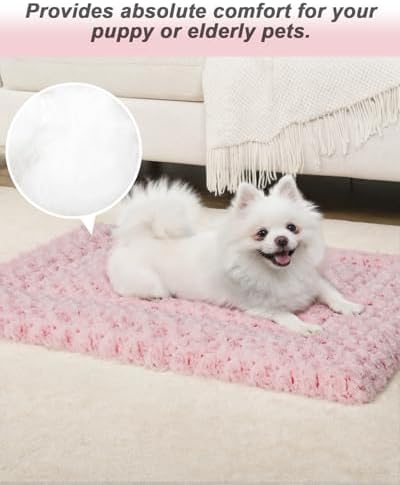 Exsnugy Washable Dog Bed Mat Large Size Fluffy Pet Crate Pad 42x28 XL - Image 2