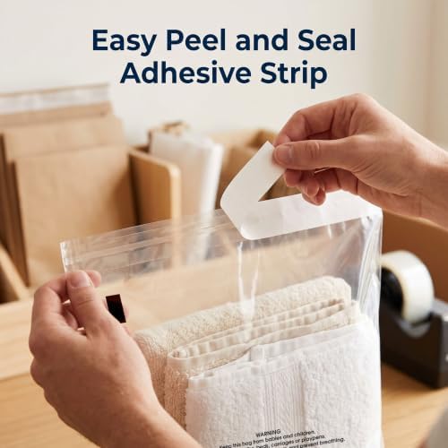 18” X 24” (200 Count) Self Seal Clear Poly Bags with Suffocation Warning - Image 5