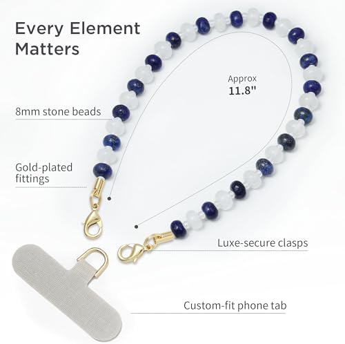 POSADINA Natural Stone Phone Charm, Beaded Healing Phone Wrist Strap, Handmade Cellphone Chain Lanyard with Tether Tab - Image 5