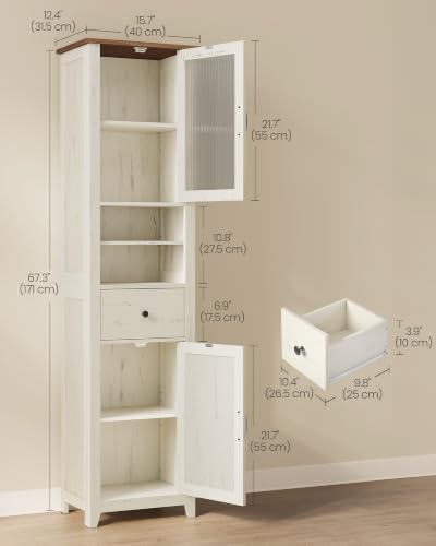 VASAGLE Tall Bathroom Cabinet, Narrow Space Saver, 15.7 x 12.4 x 67.3 inch - Image 2