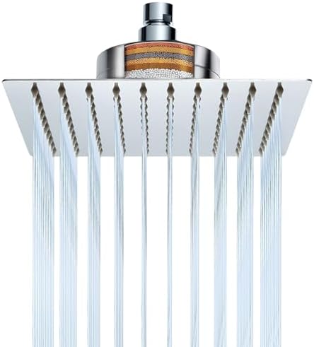 10 Inch Square Rain Shower Head with Filter for Hard Water — 304 Stainless Steel with 15-Stage Purification and High Pressure Spray, Chrome by TENLO