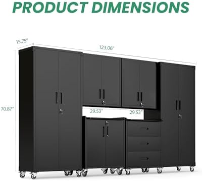 Garage Cabinet System | Heavy Duty Steel All-in-One Modular Garage Cabinet Set for Ultimate Workshop Organization | Easy Assembly Garage Storage Cabinets & Tool Bench - Image 2
