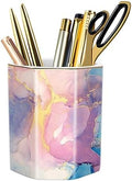 Pen Holder for Desk, Cute Ceramic Pencil Holder, Pen Cup Marker Holder Makeup Brush Holders, Desk Accessories & Workspace Organizers for Office, Home, Gold by WAVEYU