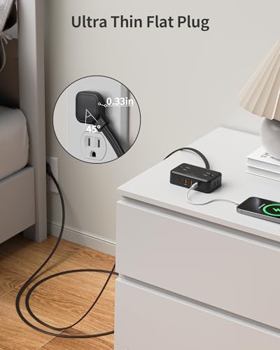 HOPOW Flat Plug Extension Cord, 4AC&2A2C, 6 FT Power Strip for Travel - Image 3
