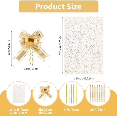 COQOFA 20 Pieces Large Cello/Cellophane Bags 18x30 Inches Clear Basket Gift Bags Gold Star Printed OPP Plastic Cellophane Wrap for Baskets Gift Packaging with Gold Pull Bows - Image 2