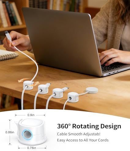 8 Pack Rotatable Cable Clips Cord Organizer,Desk Cable Management Accessory,Cord Clips,Adhesive USB Wire Holder Keeper Organizer for Home Office Desk Phone Car Wall Desktop Nightstand Cable Organizer - Image 2