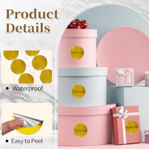 2 Inch Holographic Thermal Labels,Gold Round Thermal Printer Labels,Printable Round Thermal Printer Labels Self-Adhesive Direct Thermal Label(300 Labels/Roll Gold) - Image 3