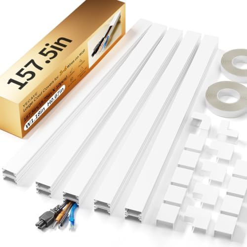 Yecaye 157.5in Cord Hider for 3-4 Wires on Wall, W1.18in H0.67in, White by Yecaye