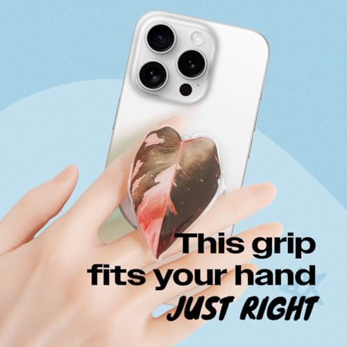OnTheGrip Compatible with Magsafe Magnetic Cute Acrylic Tropical Leaf Design Collapsible Mobile Phone Grip Stand Holder for Smartphone Tablet Cell Phone Accessory (Pink Princess) - Image 2
