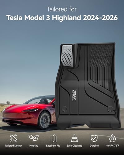 3W Floor Mats with Metal Pedal for Tesla Model 3 Highland 2024-2026 - Image 3