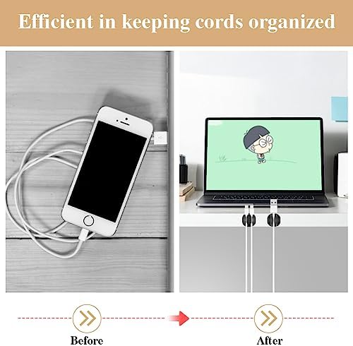 Shintop 16pcs Cord Organizer for Nightstand Phone Charger Cables (Black) - Image 4
