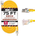 Iron Forge Cable 12 Gauge Heavy Duty Extension Cord, 75 Ft - Yellow SJTW by IronForgeCable