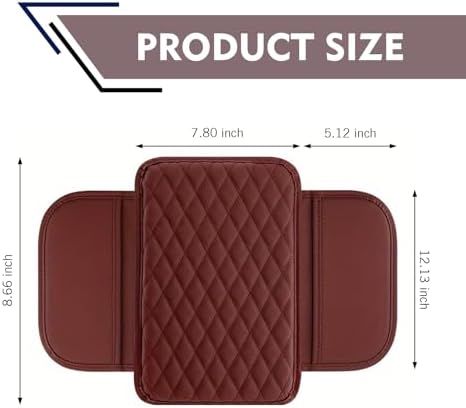 Car Center Console Cover, PU Leather Armrest Box Cushion with 2 Side Storage Bags, 11.81" x 7.87" Car Interior Arm Rest Decor Mat, Universal for Most Cars (Red) - Image 2