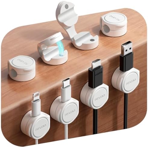 FLYLEAD 8-Pack Silicone Cord Organizer Magnetic Cable Clips, Adhesive by Sincerityisworththewait