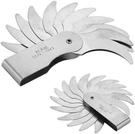 Steel Radius Gauge R25-50/R52-100MM - Radius Fillet Gauge External Internal Concave Convex Measuring Tool Radius Fillet Gauge 16 Blades(R25-50MM) - Image 6