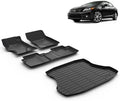 Floor Mats & Cargo Liner for 2015 2014 2013 2012 Civic & Civic Si Only Sedan (Not Coupe) All Weather Car Mats Cargo Mat Floor Liners Trunk Mat Civic Trunk Liner by VOUKIY