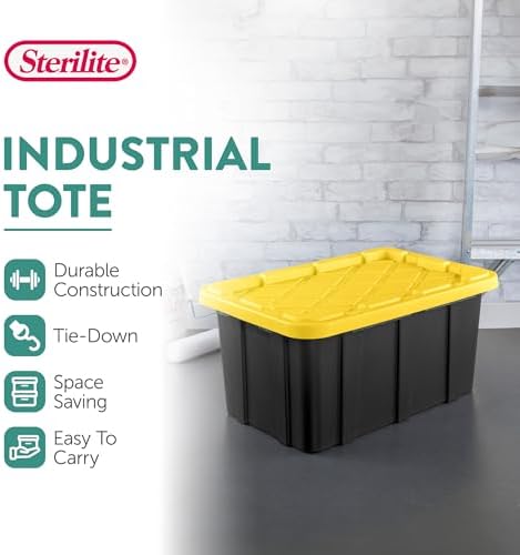 Sterilite Industrial Storage Tote with Lids for Garage, 17 Gallon, 12-Pack - Image 2