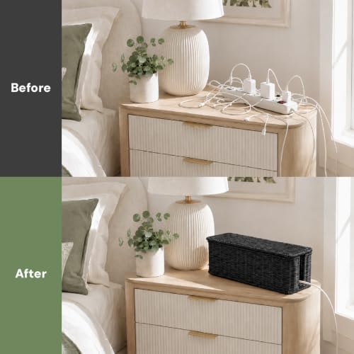 Cable Management Box, Handmade Rattan Cord Organizer for Power Strip - Image 5