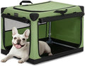 PETSFIT 26" Soft Portable Dog Crate – Patented Spiral Sturdy Frame, Collapsible Travel Kennel for Small Dogs, 3 Mesh Door, Lockable Zippers, Indoor & Car Use Green by Petsfit