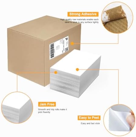【2000 Labels/4 Stacks】 Labelebal 4" x 6" Fanfold Direct Thermal Labels (101mm x 152mm) Shipping Address Mailing Postage Labels Compatible for Zebra & Rollo Printer Adhesives (500 Labels/Stack) - Image 4