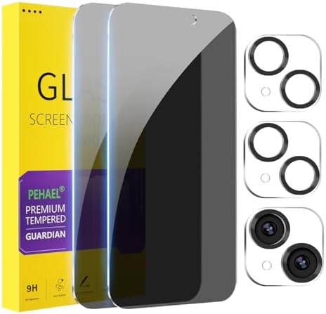 PEHAEL for iPhone 15 Privacy Screen Protector+Camera Lens Protector by PEHAEL