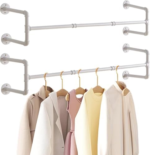 IBUYKE 50" Industrial Pipe Clothes Rack Wall Mounted, 2 Pack, TYJ002W-2 by IBUYKE