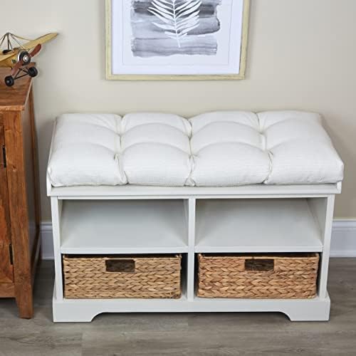Klear Vu The Gripper Non-Slip Tufted Bench Cushion for Indoor Furniture, Assembled in USA, Entryway Storage, Bay Window, Corner Nook or Piano Seat, 33 Inches, Solid Ivory - Image 2
